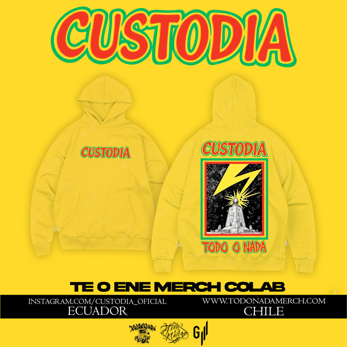 CUSTODIA bad brains rip off x todo o nada colab HOODIE AMARILLO
