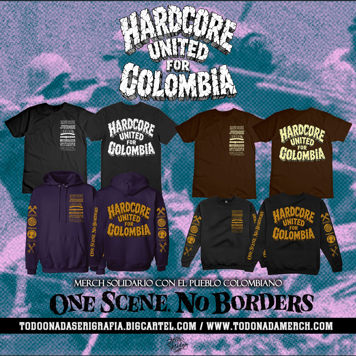 HARDCORE UNITED FOR COLOMBIA polera negra