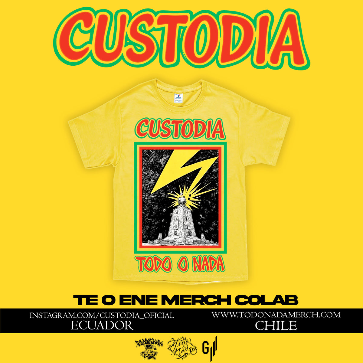 CUSTODIA bad brains rip off x todo o nada colab T SHIRT AMARILLO