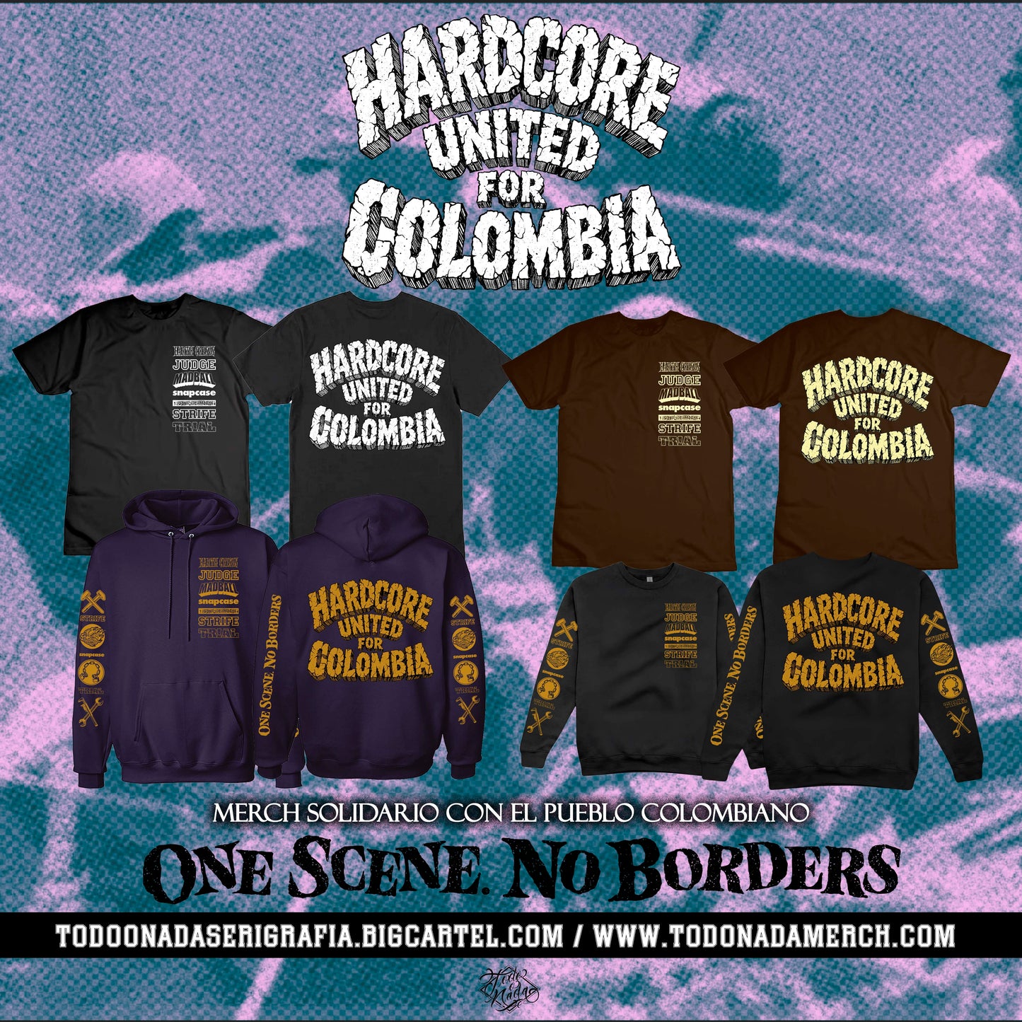HARDCORE UNITED FOR COLOMBIA polera negra