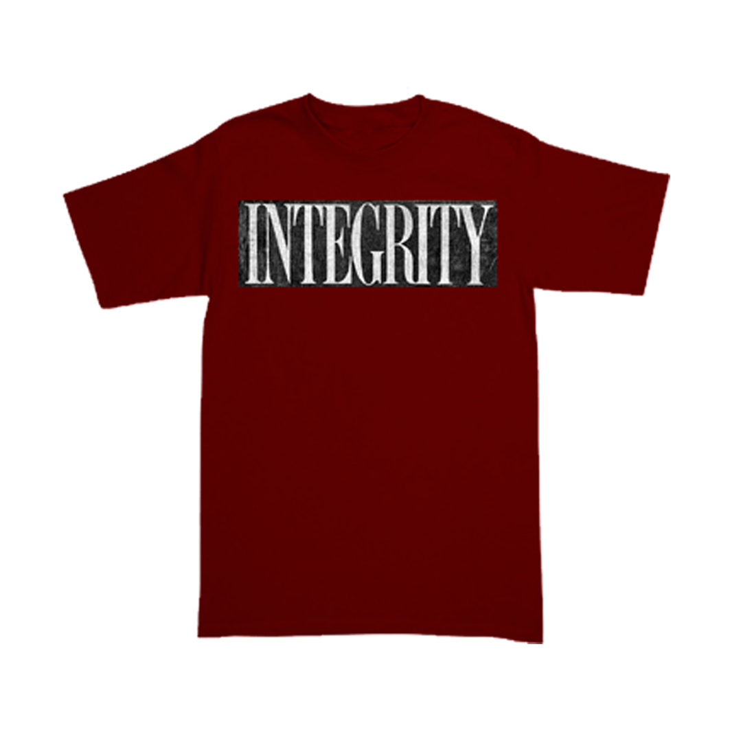 INTEGRITY den of iniquity box pack / polera color burdeo ( t shirt + parche bordado )