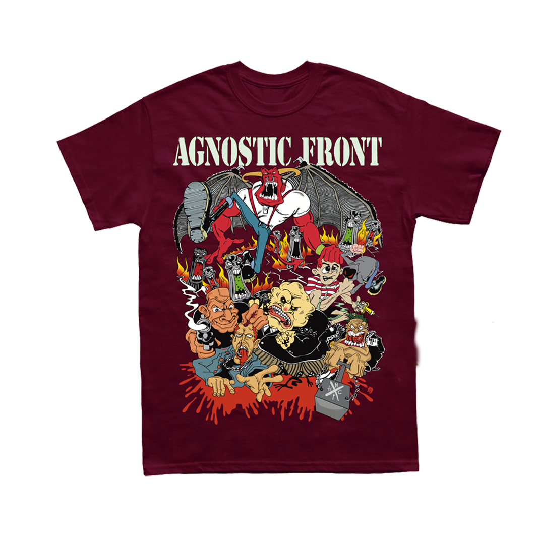 AGNOSTIC FRONT mayor mayo the eliminator colab / 10 tintas serigrafia /polera burdeo