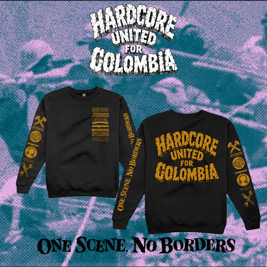 HARDCORE UNITED FOR COLOMBIA manga larga negra