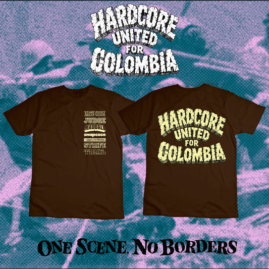 HARDCORE UNITED FOR COLOMBIA polera cafe