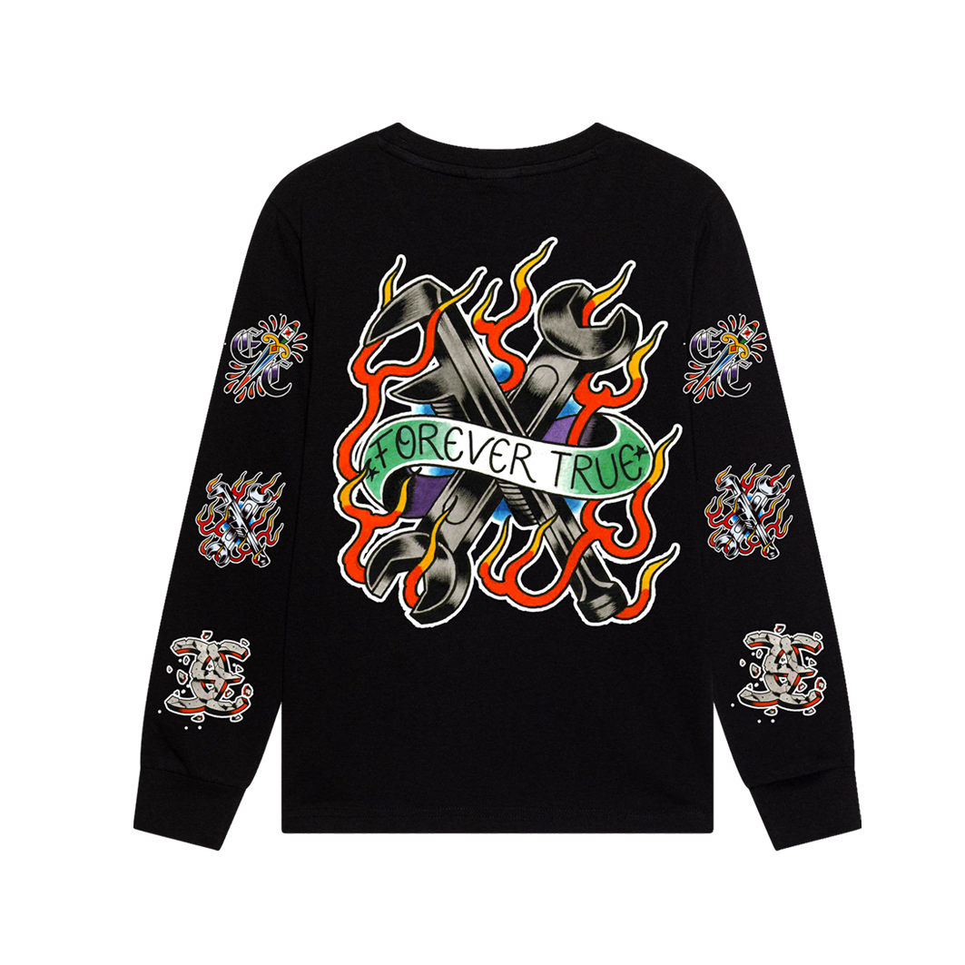 EARTH CRISIS forever true / gustavo ruiz colab / polera manga larga negra
