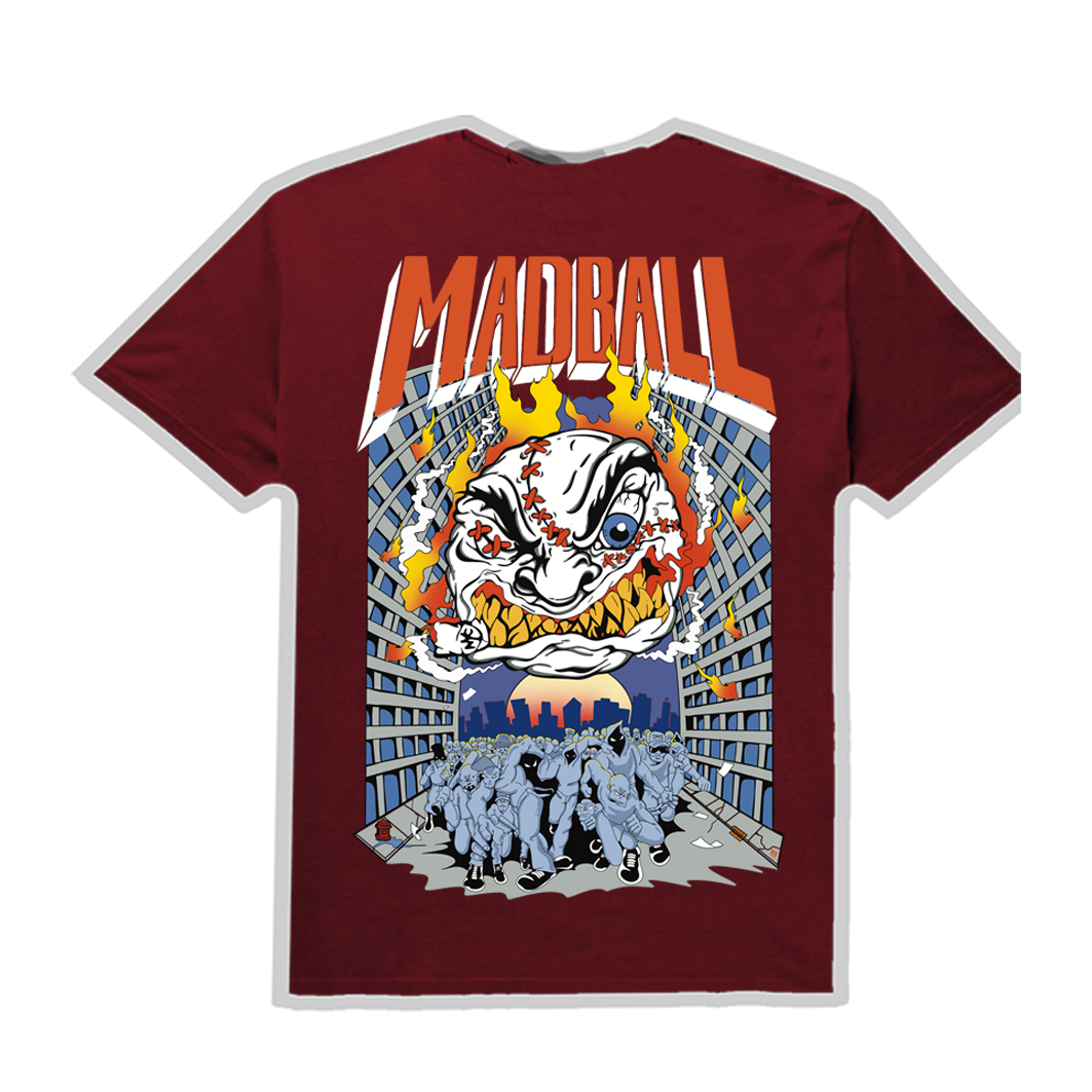 MADBALL mayor mayo colab / serigrafia 10 tintas / polera burdeo