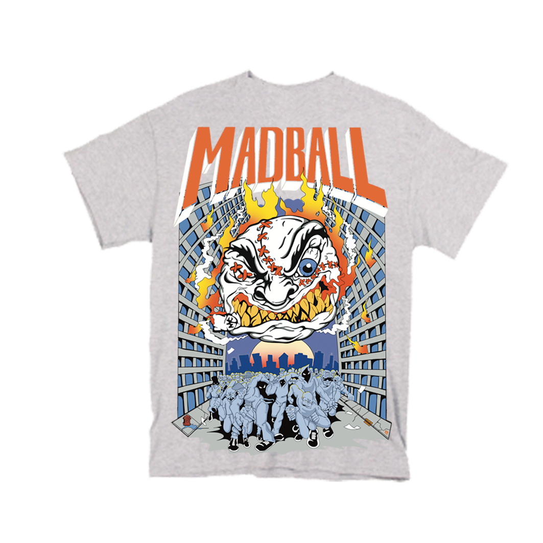 MADBALL mayor mayo colab / serigrafia 10 tintas / polera gris