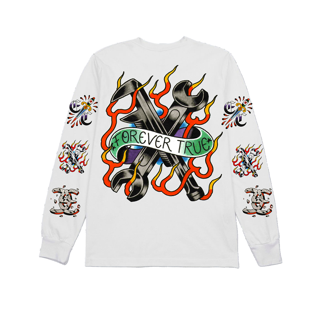EARTH CRISIS forever true / gustavo ruiz colab / polera manga larga blanca