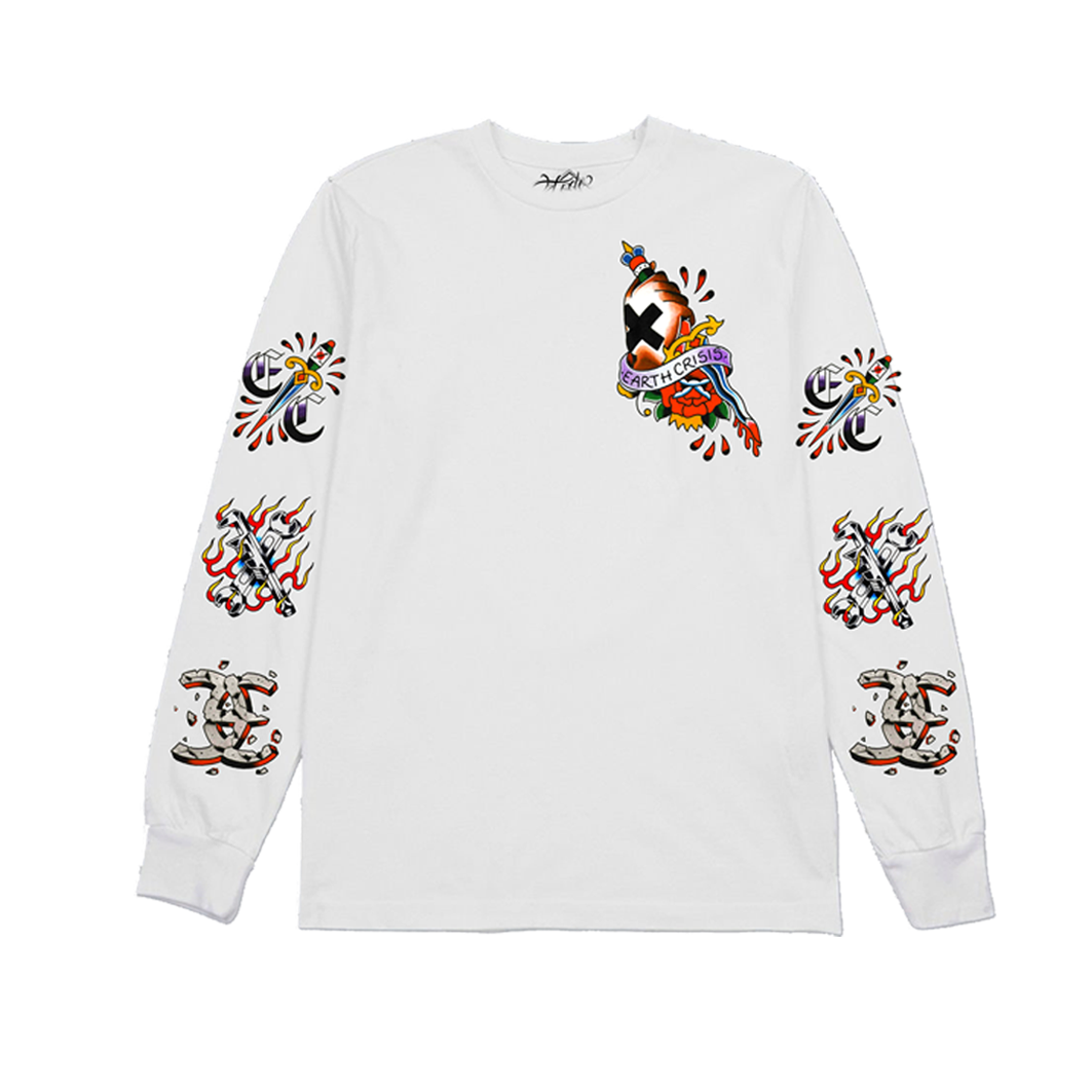 EARTH CRISIS forever true / gustavo ruiz colab / polera manga larga blanca